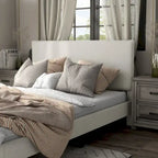 Furniture of America Gail Modern White Boucle Adjustable Queen-Size Platform Bed