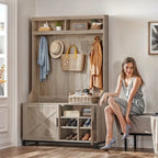 Moasis Hall Tree and Coat Rack with Bench and Shoe Storage for Hallway Entryway