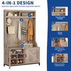 Moasis Hall Tree and Coat Rack with Bench and Shoe Storage for Hallway Entryway