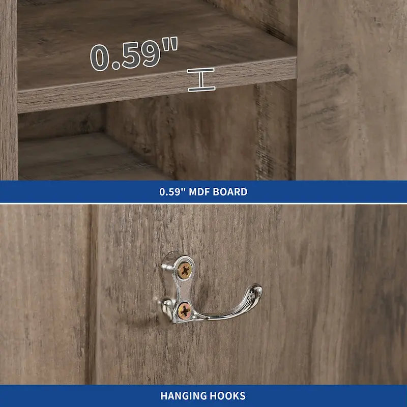 Moasis Hall Tree and Coat Rack with Bench and Shoe Storage for Hallway Entryway
