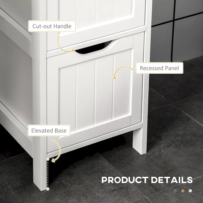 kleankin Narrow Bathroom Cabinet with 3 Drawers and 2 Tier Shelf, Tall Cupboard Freestanding Linen Tower, Slim Corner Organizer