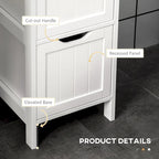 kleankin Narrow Bathroom Cabinet with 3 Drawers and 2 Tier Shelf, Tall Cupboard Freestanding Linen Tower, Slim Corner Organizer