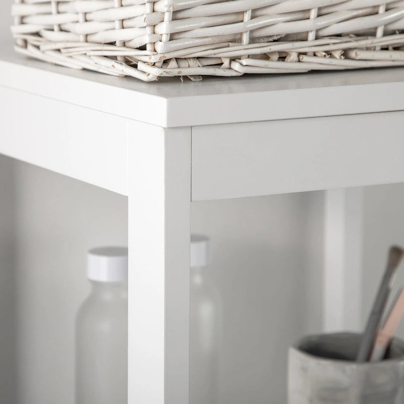 kleankin Narrow Bathroom Cabinet with 3 Drawers and 2 Tier Shelf, Tall Cupboard Freestanding Linen Tower, Slim Corner Organizer