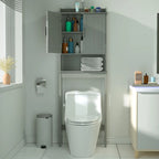 VEIKOUS Bamboo Over The Toilet Storage Cabinet Cupboard Bathroom Organizer with Adjustable Shelf and Double Doors