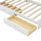 Wood Twin Size platform bed with Storage Headboard, Shelves and 2 Drawers, Gray