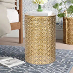 Adeco Metal Set of 2 Round End Tables Nightstands Coffee Side Tables