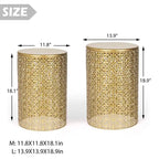 Adeco Metal Set of 2 Round End Tables Nightstands Coffee Side Tables