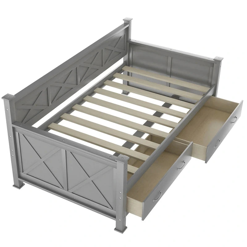 Harper & Bright Designs Twin Daybed with 2 Large Drawers with X-shaped Frame