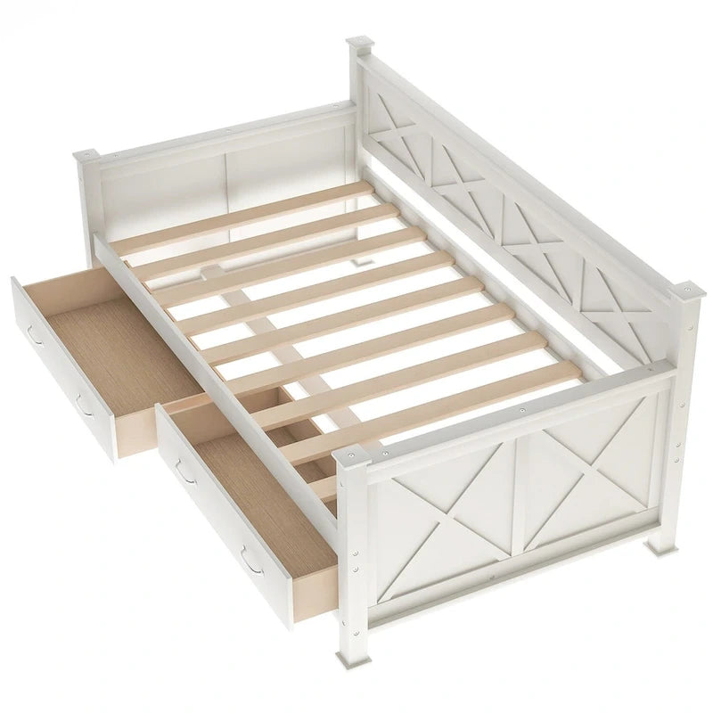 Harper & Bright Designs Twin Daybed with 2 Large Drawers with X-shaped Frame