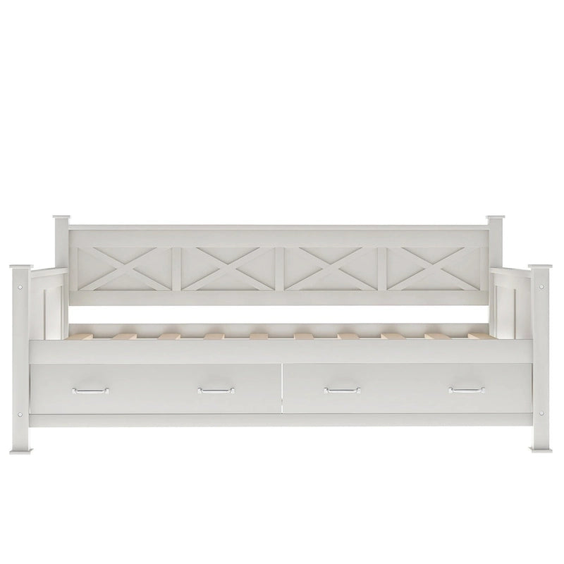 Harper & Bright Designs Twin Daybed with 2 Large Drawers with X-shaped Frame