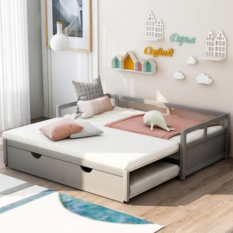 Merax Twin/King Expandable Sleeper Daybed with trundle