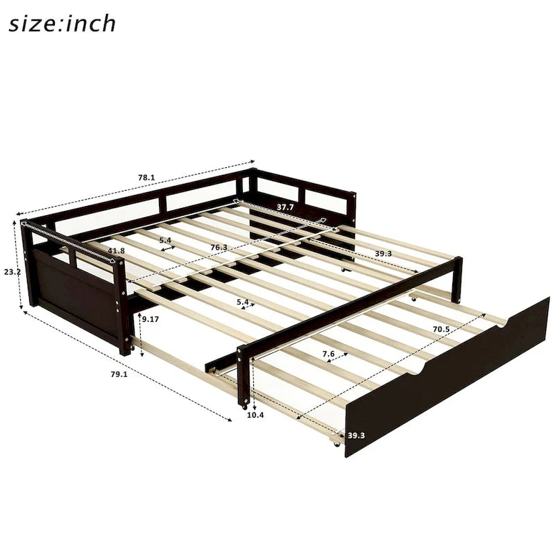 Merax Twin/King Expandable Sleeper Daybed with trundle