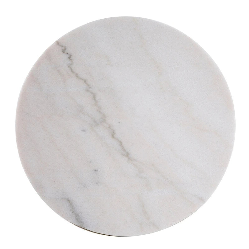 SEI Furniture Garzeaux Mid Century Modern Ivory Marble Gold Side Table