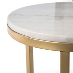 SEI Furniture Garzeaux Mid Century Modern Ivory Marble Gold Side Table