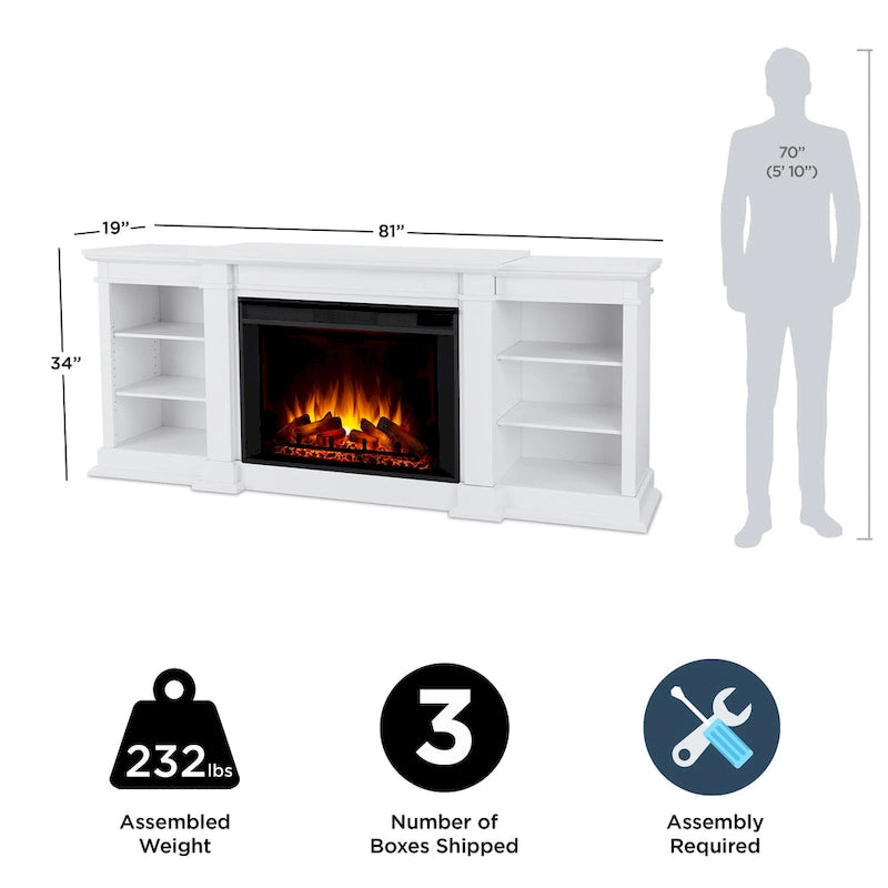 Eliot 81 Grand TV Stand Electric Fireplace in White by Real Flame