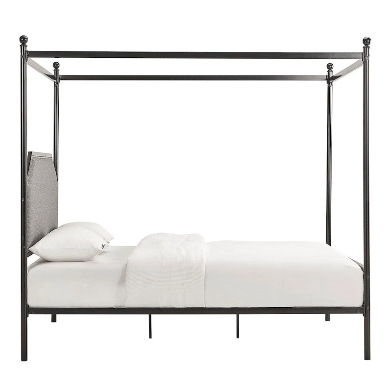 Rayen Grey Upholstered Metal Canopy Queen Bed by iNSPIRE Q Classic