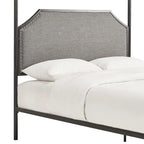 Rayen Grey Upholstered Metal Canopy Queen Bed by iNSPIRE Q Classic