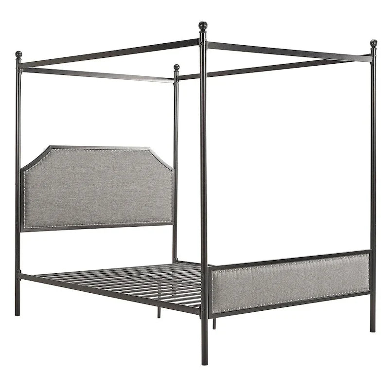Rayen Grey Upholstered Metal Canopy Queen Bed by iNSPIRE Q Classic