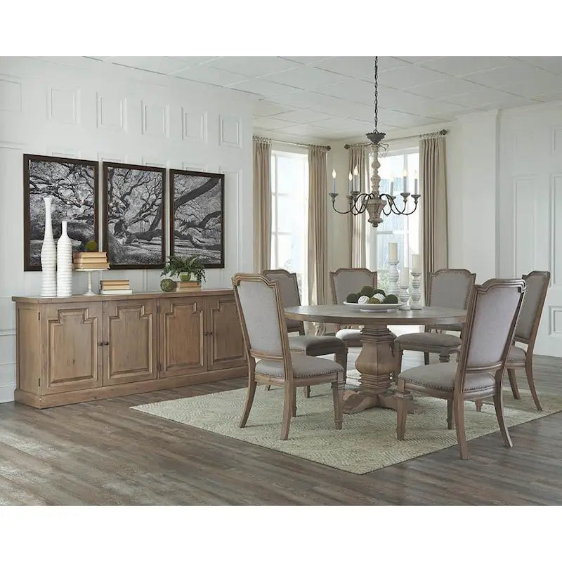 Rhea Classic Round Dining Table - Rustic Smoke - Rustic Smoke