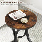 Small Modern Round Side Table End Table Nightstand with Gold Metal Frame and Faux Marble Veneer Engineered Wood for Living Room