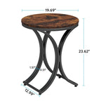 Small Modern Round Side Table End Table Nightstand with Gold Metal Frame and Faux Marble Veneer Engineered Wood for Living Room