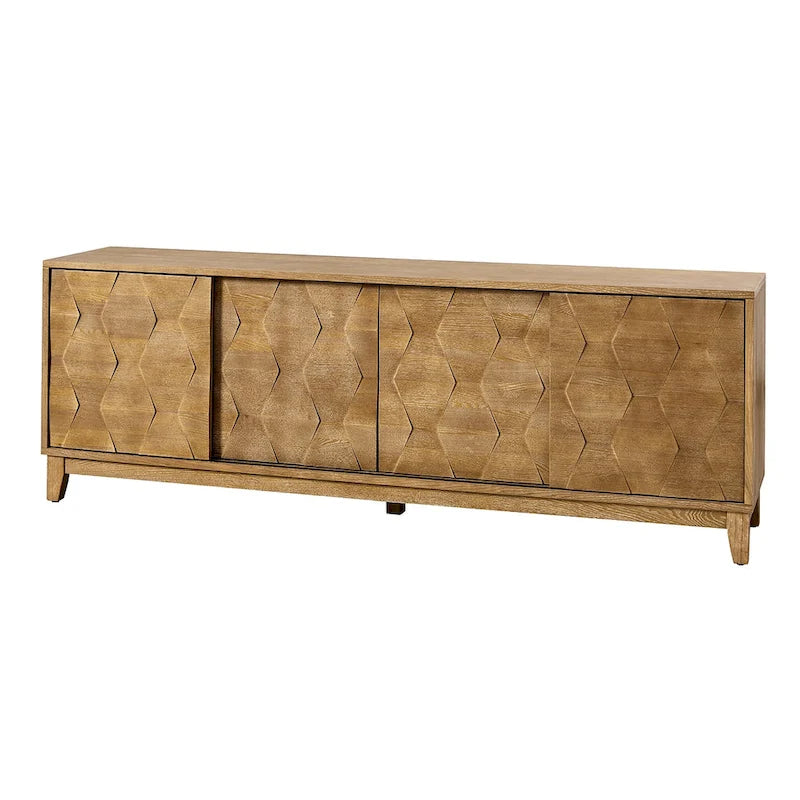 August Modern Media Console TV Stand with 2 Drawers and Sliding Doors for TVs up to 78 by HULALA HOME