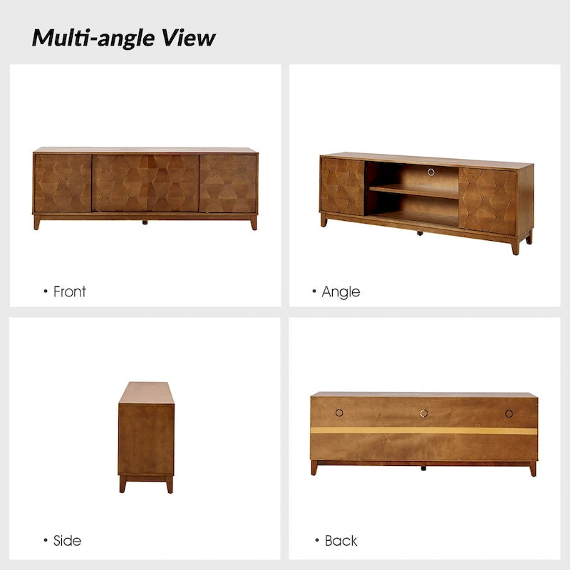 August Modern Media Console TV Stand with 2 Drawers and Sliding Doors for TVs up to 78 by HULALA HOME