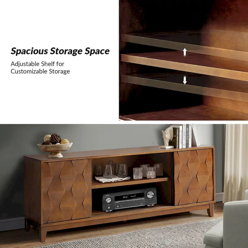 August Modern Media Console TV Stand with 2 Drawers and Sliding Doors for TVs up to 78 by HULALA HOME