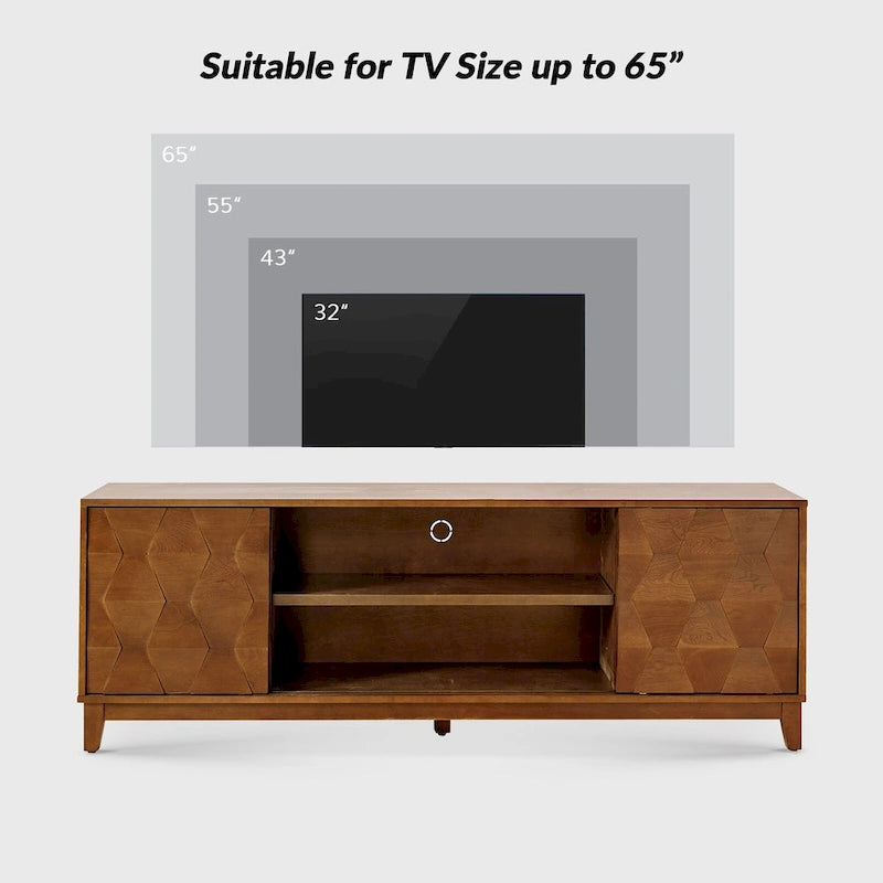 August Modern Media Console TV Stand with 2 Drawers and Sliding Doors for TVs up to 78 by HULALA HOME