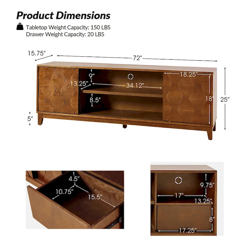 August Modern Media Console TV Stand with 2 Drawers and Sliding Doors for TVs up to 78 by HULALA HOME