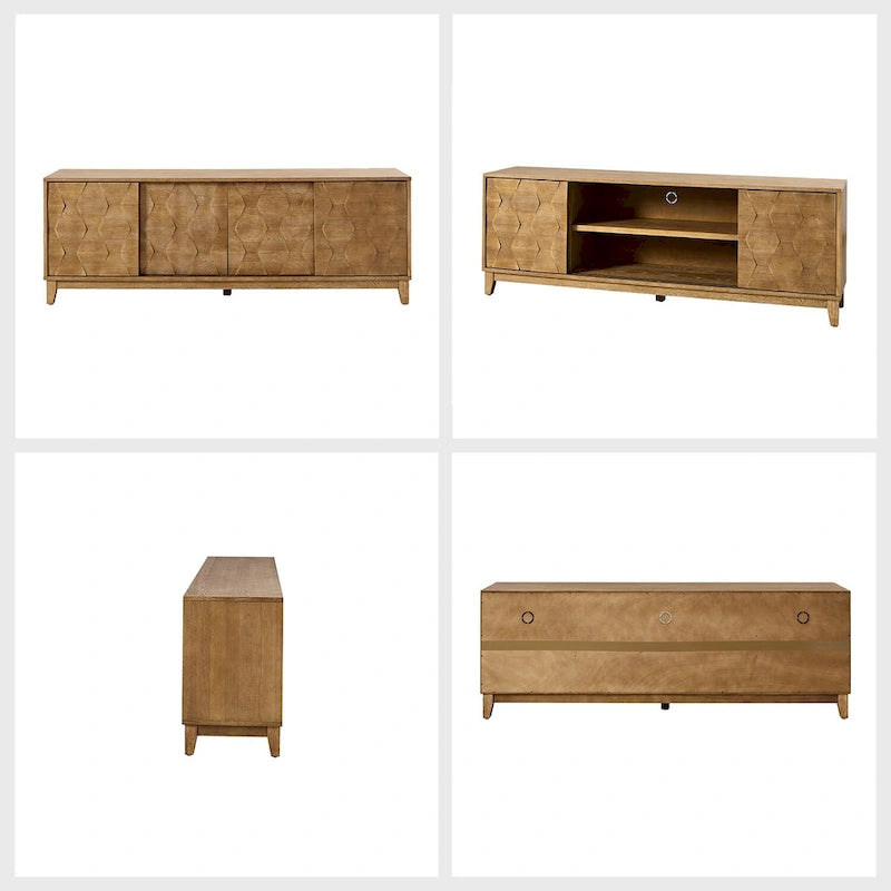 August Modern Media Console TV Stand with 2 Drawers and Sliding Doors for TVs up to 78 by HULALA HOME