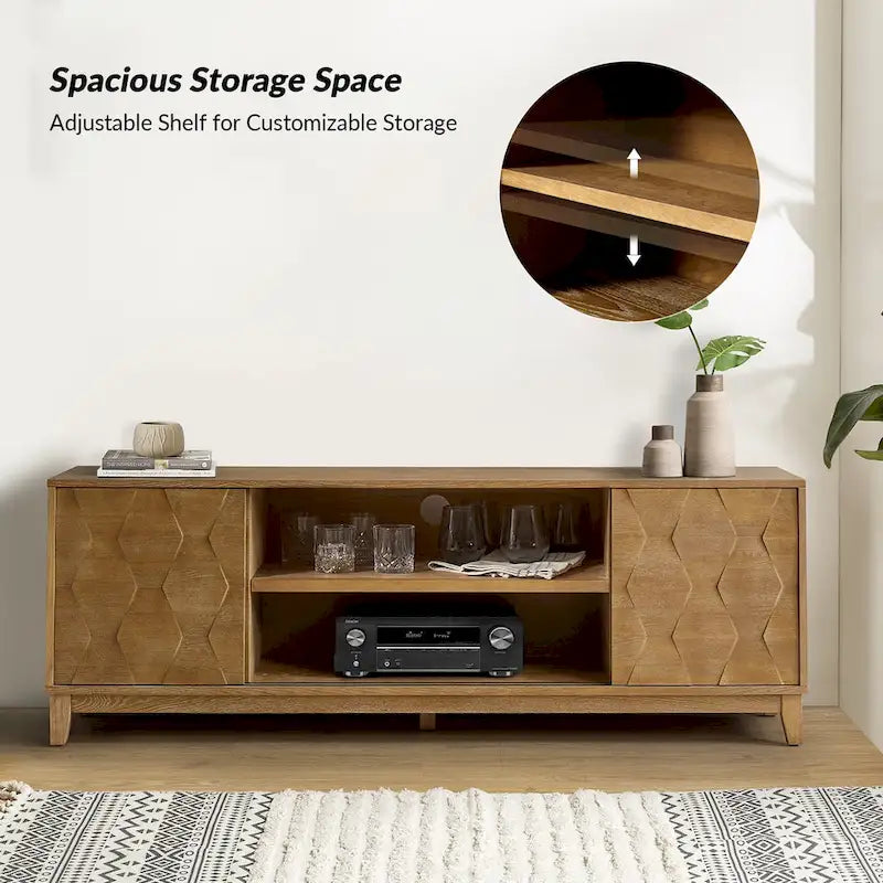 August Modern Media Console TV Stand with 2 Drawers and Sliding Doors for TVs up to 78 by HULALA HOME