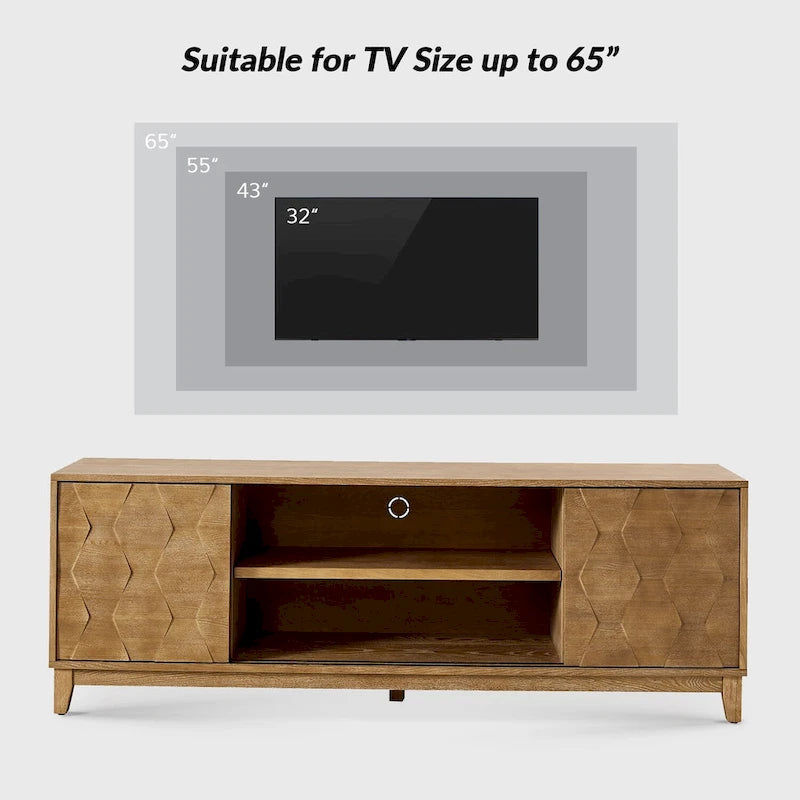 August Modern Media Console TV Stand with 2 Drawers and Sliding Doors for TVs up to 78 by HULALA HOME