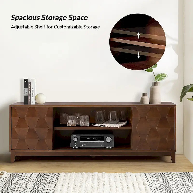 August Modern Media Console TV Stand with 2 Drawers and Sliding Doors for TVs up to 78 by HULALA HOME