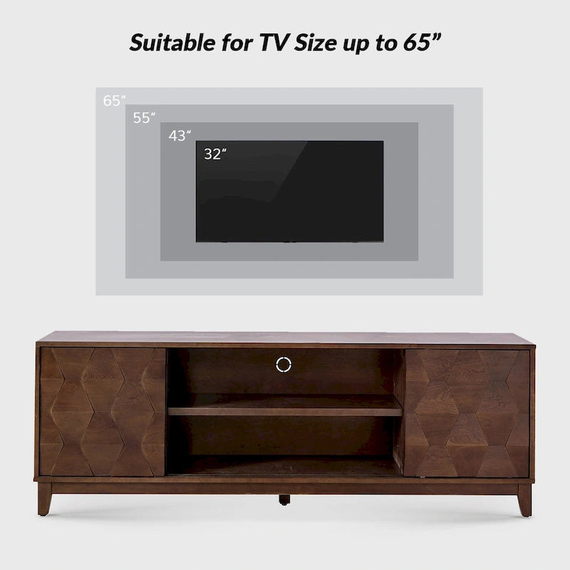 August Modern Media Console TV Stand with 2 Drawers and Sliding Doors for TVs up to 78 by HULALA HOME