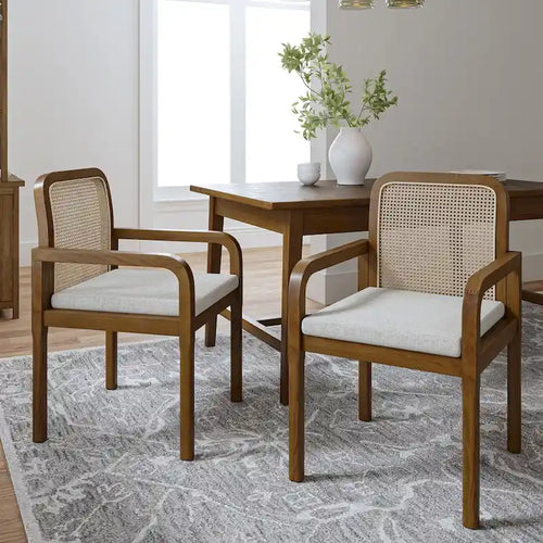 Antoine Modern Ratten Back Dining Chair with Removable Cushion Set of 2 by HULALA HOME