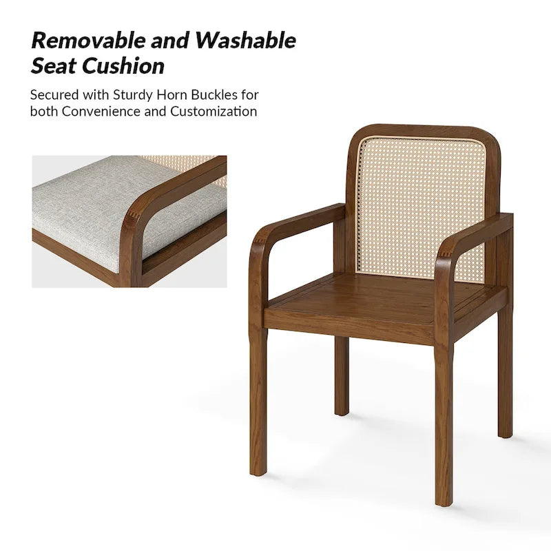 Antoine Modern Ratten Back Dining Chair with Removable Cushion Set of 2 by HULALA HOME