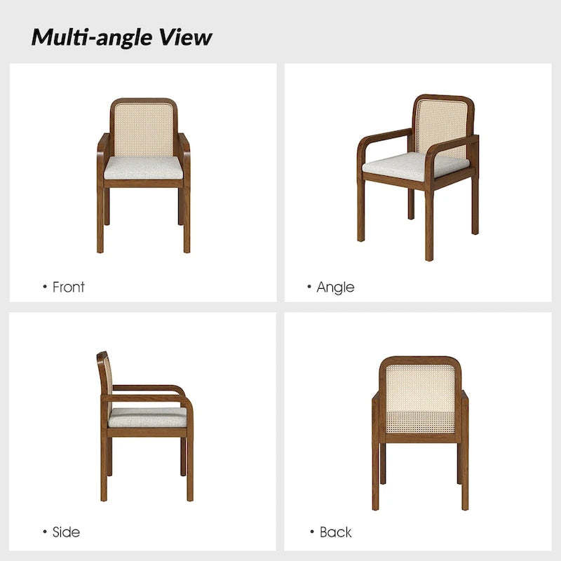 Antoine Modern Ratten Back Dining Chair with Removable Cushion Set of 2 by HULALA HOME