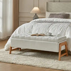 Rita Mid-century Modern Upholstered Storage Bench with Tufted Seat and Solid Wood Leg by HULALA HOME