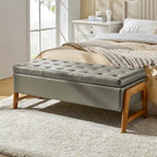 Rita Mid-century Modern Upholstered Storage Bench with Tufted Seat and Solid Wood Leg by HULALA HOME