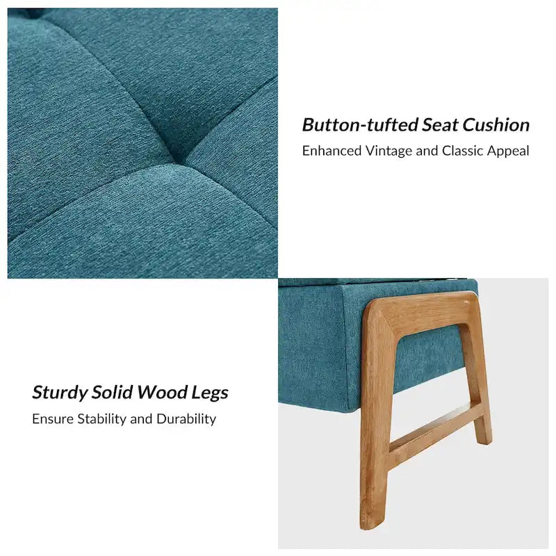 Rita Mid-century Modern Upholstered Storage Bench with Tufted Seat and Solid Wood Leg by HULALA HOME
