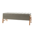 Rita Mid-century Modern Upholstered Storage Bench with Tufted Seat and Solid Wood Leg by HULALA HOME
