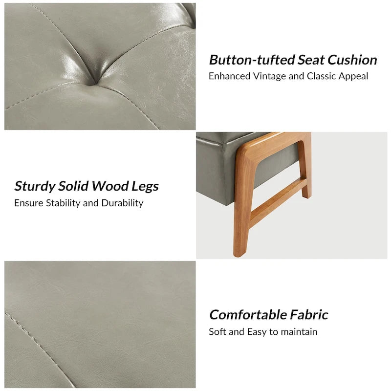Rita Mid-century Modern Upholstered Storage Bench with Tufted Seat and Solid Wood Leg by HULALA HOME