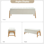 Rita Mid-century Modern Upholstered Storage Bench with Tufted Seat and Solid Wood Leg by HULALA HOME