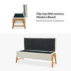 Rita Mid-century Modern Upholstered Storage Bench with Tufted Seat and Solid Wood Leg by HULALA HOME