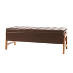 Rita Mid-century Modern Upholstered Storage Bench with Tufted Seat and Solid Wood Leg by HULALA HOME