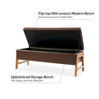 Rita Mid-century Modern Upholstered Storage Bench with Tufted Seat and Solid Wood Leg by HULALA HOME