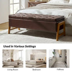 Rita Mid-century Modern Upholstered Storage Bench with Tufted Seat and Solid Wood Leg by HULALA HOME