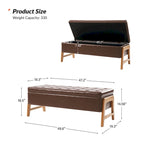 Rita Mid-century Modern Upholstered Storage Bench with Tufted Seat and Solid Wood Leg by HULALA HOME