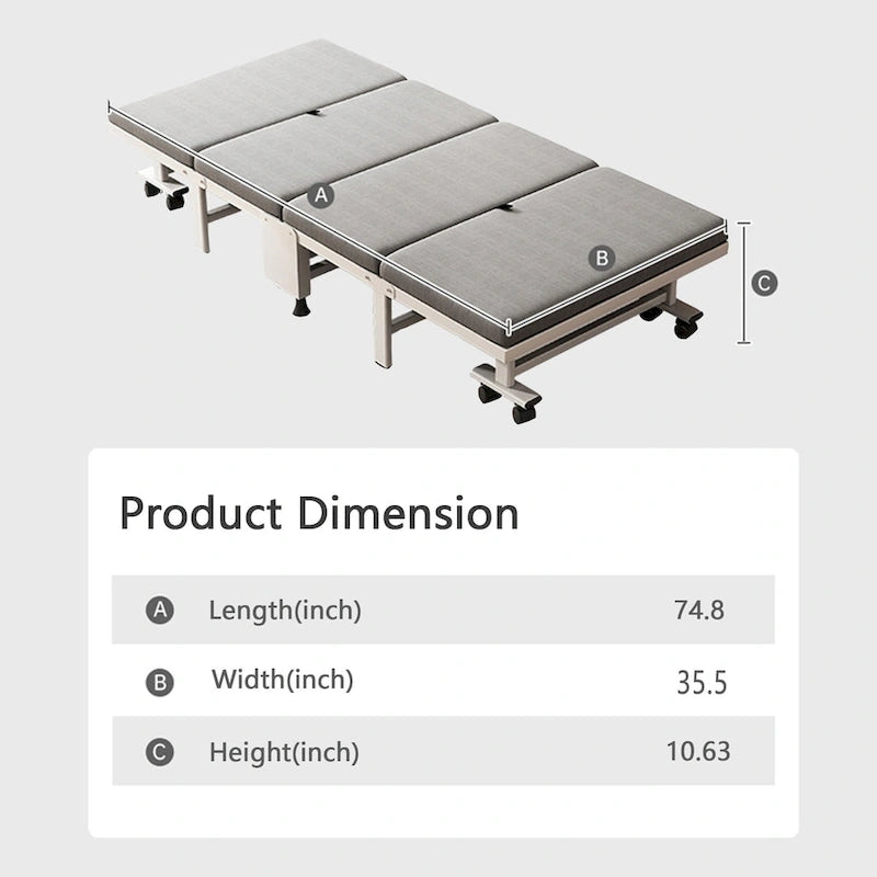 Hansabenne Portable Folding Bed Rollaway Guest Bed with Memory Foam Mattress